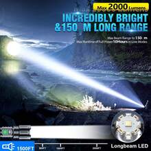 Linternas LED recargables, linterna táctica LED superbrillante con pantalla de potencia, zoomable, con luz COB, potente linterna de mano para acampar y hacer senderismo (paquete de 2). El mejor regalo. - Negro - Ver 2