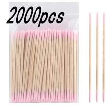 100 Stück, 300 Stück, 500 Stück, 1000 Stück, 2000 Stück doppelseitige Nagellackentferner Holzstäbe, kleine spitze doppelseitige Make-up-Entferner Werkzeuge, kosmetische Reinigungsholzstäbe