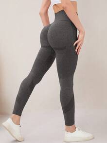 3pcs Women's Seamless Outdoor Sports Yoga Pants, High Waist High Elasticity Breathable Moisture-Wicking, Peach Butt Flattering, Versatile Sports Leggings, Spring/Summer - Multicolor - View 4