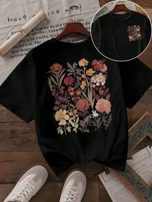 女士休闲短袖圆领大码 T 恤