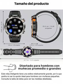 Smartwatch resistente con pantalla redonda grande de 1.7 pulgadas para hombres de la marca Effeokki, con llamadas inalámbricas, pantalla IPS, medición de altitud y presión atmosférica, brújula, linterna LED, batería de 600 mAh, resistente al agua IP68, talla grande de 100 modos deportivos y rastreador de actividad física compatible con iPhone y Android - Pantalla redonda/correa negra - Ver 3