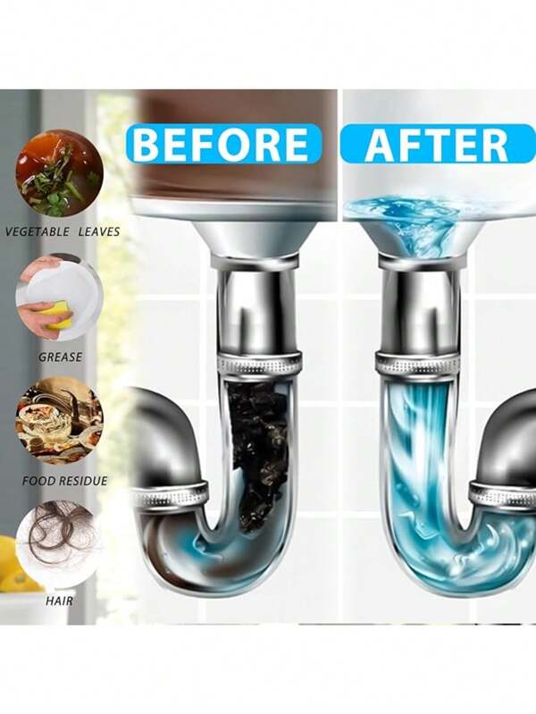 Multi-Purpose Drain Cleaner, For Kitchen Sinks, Bathroom Vanity, Toilets And Floor Drains. Our Powerful Drain Opener Helps Keep All Pipes Clog-Free, Effective For Tackling Grease And Gunk Build-Up.