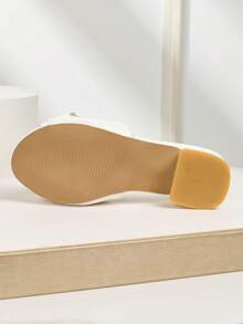 Sandálias de salto alto abertas, elegantes e fofas, de cor sólida, respiráveis e leves, adequadas para casamentos, festas e apresentações