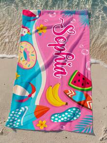 1PC Customized Name Ocean Beach Towels, Personalized Kids Beach Towel For Girls Boys, Outdoor Travel Swimming Accessories, Multiple Sizes Available - Style 1 - View 2