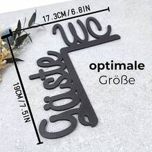 Placa para banheiro de hóspedes de 1 peça – Placa elegante de metal preto com moldura de porta, sem necessidade de perfuração – Escultura de parede estilosa com texto "Banheiro" – Perfeita para decoração moderna de casa ou empresa - Preto - Ver 4