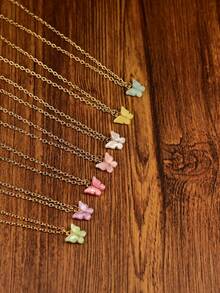 1 件甜美蝴蝶项链彩色昆虫吊坠锁骨链项链，适合日常佩戴