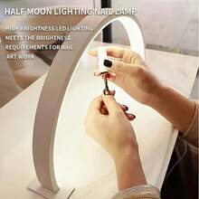 便携式半月形 LED 美甲灯带按钮控制 - USB 供电，现代白色设计，适用于美甲、睫毛延长、纹身和皮肤护理 - 太空主题专业美容院照明，凝胶指甲 UV 灯，抛光金属装饰 - 多色 - 查看 12