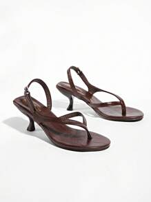 French-Style High Heel Sandals For Women, New Summer Design With Toe Strap, Stiletto Heel, Back Strap, Sexy Thong Sandals