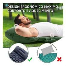 Colchão Automático Inflável Portátil Solteiro 210cm Com Travesseiro Acampamento Camping Viagem Impermeável - Preto - Visão 5