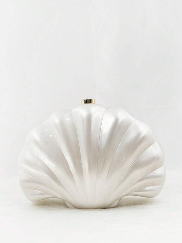 1 pièce Nouveau sac fourre-tout acrylique asymétrique de style européen et américain pour femmes, design minimaliste de coquillage, sac à main pour les banquets de mariage