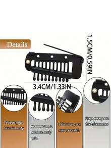 50个/20个/15个/10个/6个/3个装 流行发夹，帽子、面纱、围巾固定夹，假发发夹，弹性BB夹，发饰，头部饰品，女士发饰 - 黑色 - 查看 3