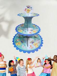 3-Tier Circular Cake Stand, Cake Stand, Birthday Decor, Suitable For Pokemon, Pikachu Cake, Family Gathering, Christmas Birthday Party Theme Decoration