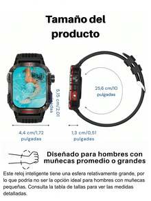 Reloj inteligente resistente para hombres Effeokki con llamadas inalámbricas, pantalla IPS de 2.01 pulgadas, talla grande de 100 modos deportivos, rastreador de actividad física, altitud, presión atmosférica, brújula, linterna LED, resistente al agua IP68, compatible con iPhone y Android para exteriores y aventura - Negro - Ver 3