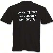 Beer T-Shirt Gin Drink Triple See Double Single Mens Funny Alcohol Beer Party Casual Wear - Black - View 1