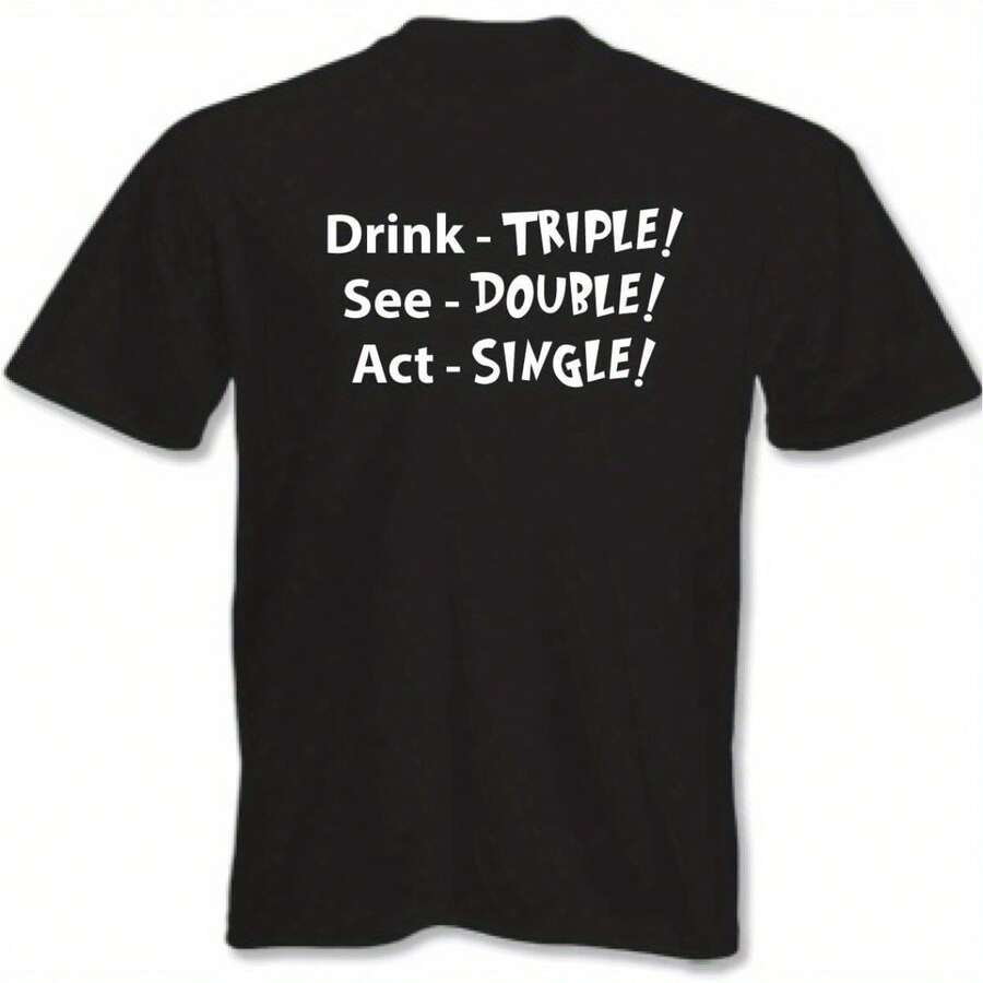 Beer T-Shirt Gin Drink Triple See Double Single Mens Funny Alcohol Beer Party Casual Wear - Black - View 1
