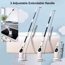 Electric Rotary Floor Scrubber, Cordless Bathroom Tub Cleaning Brush With Long Handle And 6 Replaceable Cleaning Brush Heads, 50 Minute Run Time, Bathtub And Floor Tile 360 Powerful Floor Scrubber, 2 Speeds With Adjustable And Removable Handle For Bathroom, Kitchen And Car,Halloween Gifts - màu xanh lá - Xem 3