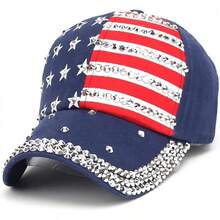 S.American Flag Baseball Cap Sparkle Rhinestone USA Flag Deim Hip Hop Hat - 1c - View 2
