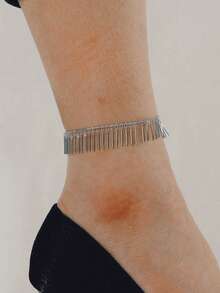 1pc Fashionable Simple Fringed Coin Anklet For Women, 18K Gold-Plated - Yellow Gold - View 14