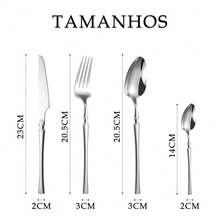 AUXOM Belifou Kit 24 Jogo De Talheres Aço Inoxidável 416 Cintura Fina Prata - Luna