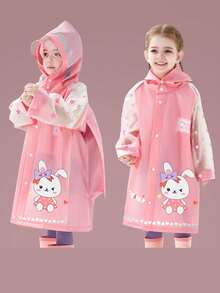 1 件男童和女童雨衣，带帽防水防雨夹克，雨披，可重复使用男童和女童雨衣，适合 1-8 岁（部分随机选择）