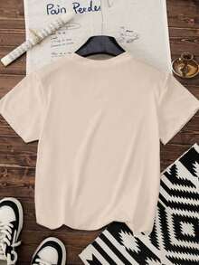 女士加大码圆领短袖T恤印花图案甜美温柔气质修身加大码夏季上衣女款图案T恤