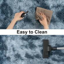 Soft Fluffy Shag Throw Area Rug, 2x4 Black, Non-Slip Bedroom, Hallways, Bedside, Dorm, Living Room - Long Shaggy Rug - 紮染藍灰色 - 查看 5