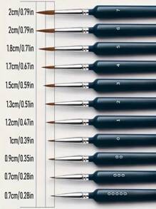 11pcs Professional Fine Liner Brush Set For DIY Model Painting, Durable Weasel Hair Brushes, Suitable For Watercolor, Oil, Acrylic Painting, Artist Grade Detail Brushes, Plastic Super Fine Acrylic, Watercolor Pens, Outline Brush, Factory Direct,Back To School,School Supplies