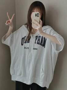 A Popular Item For Summer, Thin Short-Sleeved Tops, Short-Sleeved Hoodies, Alphabet Embroidery, Loose-Fitting, Casual Fashion For Work