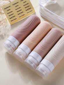 Travel Essentials 4-Piece Cosmetics Sub Package Travel Suit Lotion Shampoo Shower Gel Hose Bottle Macaron Flip Squeeze Bottle Travel Suit Portable Sub Package Suit Empty Bottle Lotion Shampoo Hose Home Bathroom Decor Fall Decor Back To School