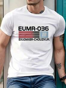 T-shirt grafica da uomo EU MR036, maglietta estiva da uomo con scollo rotondo, 220 g/m², per l'estate, in puro cotone, maniche corte (1 pezzo)