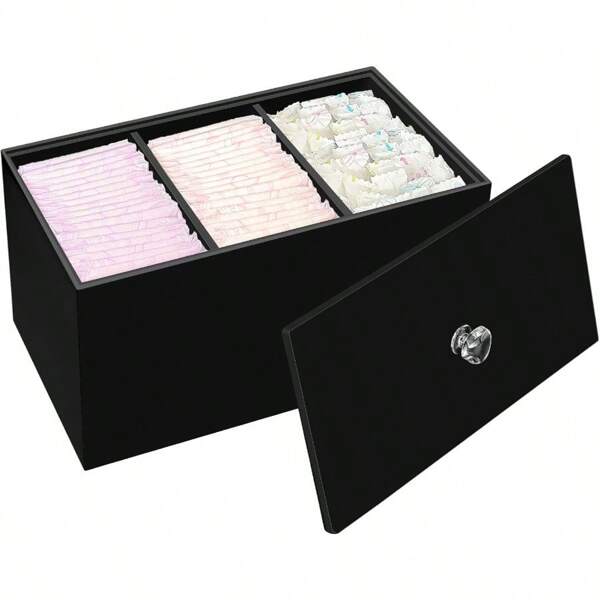 XHWWQTampon Box For Bathroom Tampons And Pads Storage Holder Women Period Organizer Container Black3i2o