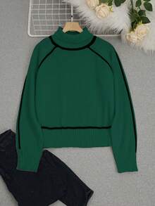 Áo len chui đầu thời trang thu đông mới, Áo len đan phong cách Pháp cho nữ, Khối màu, Trang phục trở lại trường, Áo sơ mi dài kiểu Mỹ, Thường ngày, Trang phục giáo viên, Áo len cổ điển thập niên 70, Đi làm, Tối giản, Trang phục công sở, Cổ điển, Đơn giản, kiểu Pháp, Áo len một màu, Áo thu phong cách cổ điển, Màu mơ, Áo len giáo viên, Cổ lọ, Tay dài trễ vai, Áo len chui đầu tay dài trễ vai khối màu thường ngày cho nữ, Thích hợp làm áo khoác ngoài - Màu xanh lá cây đậm - Xem 3