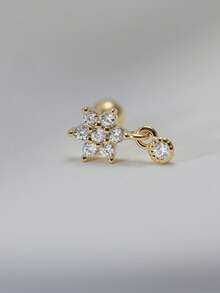 EleRunis 1 pieza Pendientes de botón de bola sin costuras de flor de plata de ley 925, adecuados para uso diario, boda, fiesta, compromiso, aniversario, Día de San Valentín y otras ocasiones - Dorado - Ver 6