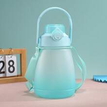 1 Stück 1200ml/40,5oz Kunststoff Becher mit Trinkhalm, tragbarer Wasserbehälter mit großem Fassungsvermögen für Studenten, Sommer Trinkbecher