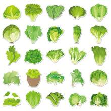 50PCS Cartoon Green Vegetable Lettuce Graffiti Stickers,Suitable For DIY Festival Decorations, Diaries, Suitcases, And Hand Books Craft Decorative Stickers, School Supplies,Back To School