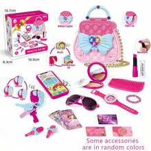 1 Set de juguetes de maquillaje de juego de roles para niños, regalo de cosméticos de princesa con accesorios para niñas