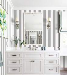 Papel pintado autoadhesivo a rayas gris y blanco moderno | Papel de contacto autoadhesivo e impermeable para decoración de paredes - Gris - Ver 7