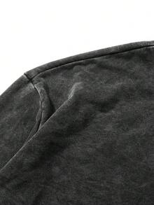 Shwiy Men's Street Fashion Dragon Print Pullover Pullover Sweatshirt, Japanese Cartoon Pattern Print Casual Sweatshirt, Suitable For Daily Wear, Anime Boyfriend Gift - Black - View 5