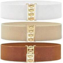 1 pieza/3 piezas Cinturón elástico de moda para vestidos, banda decorativa para la cintura de alta calidad y versátil para damas