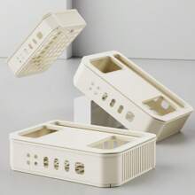 1pc Large Capacity Multi-Hole Cord Management Storage Box, Minimalist Style Available In Multiple Colors, Multi-Slot Design Helps Organize Tangled Cables, Suitable For Daily Desk Organization