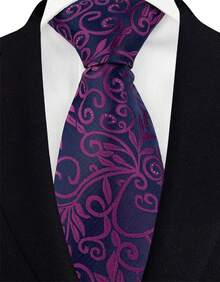 Corbata de lujo de 8CM para hombre, corbatas a cuadros florales a rayas de Color púrpura para hombre, corbata tejida de Jacquard para novio, corbata para de boda y negocios TFYP - 08 - Ver 21