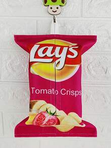 1pc Creative Potato Chip Style Tissue Box Cover, Cute Cloth Tissue Holder For Living Room, Car, Foldable Paper Towel Bag, Home Paper Napkin Storage, Space-Saving - Multicolor - View 17