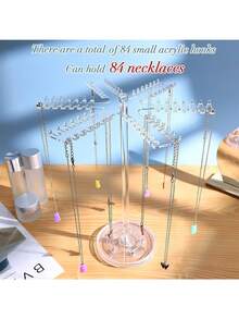 1pc Hexagon Acrylic Necklace Display Stand, Tabletop Jewelry, Bracelet Rack, Jewelry Organizer, Holder, Can Display 84pcs