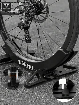  TOSUOD Justerbart Cykelställ - Svart Parkeringsfäste för Landsvägs- och MTB-cyklar med  Golvbas, Ergonomisk Design För Enkel Förvaring och Visning, Cykelparkeringstillbehör | Modern Cykeldisplay | Slitstark Polypropylen