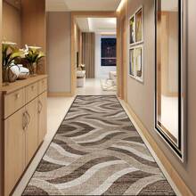 1pc Luxurious Crystal Velvet Corridor Mat - 850g/M² Heavyweight Machine-Washable Mat With Rubber Backing, Creative Wave Art Design For Living Room, Hallway, Laundry Room - Multiple Sizes Available