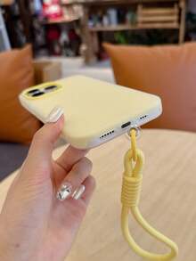 1条尼龙手机挂绳 + 1个TPU+PC二合一磨砂果冻手机壳套装，男女通用，适合户外旅行和跑步，防滑，简约夏日马卡龙色，兼容 11/12/13/14/15/16/16 Pro/16 Pro Max/17/17 Pro/17 Pro Max/17 Air和A17/A16/A15/S25 Ultra/S24 FE/S23 Plus/S22/A56/A55/A54/A73/A72/A06/A05，兼容Redmi 14C/15C/13C/Redmi Note 14 Pro+ 5G/Poco C75/C65，国际版，非国内版 - 黃色 - 查看 2