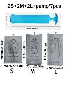 1件家用悬挂式真空压缩袋，衣物分类袋，大号真空袋，省空间悬挂式羽绒服收纳袋，搬家用品衣柜收纳袋，卧室收纳袋，可重复使用，居家收纳，干洗服装防尘罩，女士白色T恤，女士黑色裤子，女士冬装，女士优雅连衣裙，女士长袖白衬衫，极简主义，夏季上衣，加厚悬挂式真空压缩收纳袋，多孔悬挂式服装袋，带拉链包边，极简主义风格 - 彩色 - 查看 14