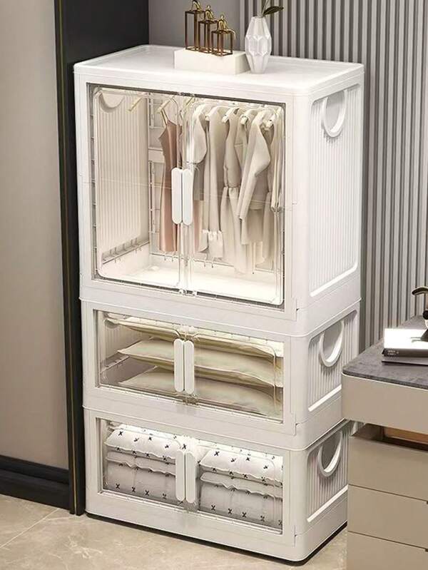 5/4/3/2/1 Layer No-Assembly Baby Wardrobe Folding Storage Cabinet, Household Snack Organizer Box, Multi-Layer Children Closet