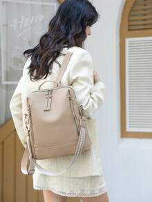 防盗复古PU皮背包，多功能时尚日常包，多口袋轻便旅行包，大容量简约书包，方便实用，适合学生、护士、教师、商务人士、旅行、通勤、购物、办公、约会、徒步、训练、工作等各种场合，也是生日礼物和节日礼物的理想之选。 - 彩色 - 查看 11