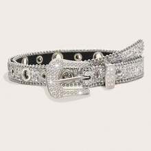 1pc Unisex Handmade Crystal Waist Belt, Suitable For Party And Daily Wear Casual, Business, Boyfriend Husband Father Dad Men Gift, Daily Wear, Fashion, Teen, Outdoor, Vacation, Athletic, Travel, Street, Boho, Vintage Fall, Autumn, Halloween Autumn-Winter Accessories,Suitable For Teens, Youth,Men,Casual, Outdoor, Athletic, Vacation, Graduation Gifts, Birthday, Daily Wear - Silver - View 5